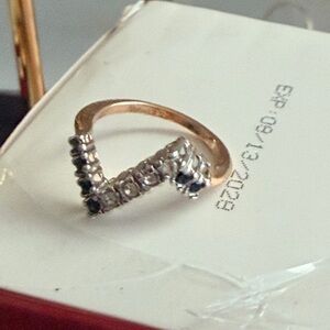 Elegant Gold and Silver Ring with Blue Accents